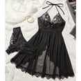 thumbnail image 4 of JSGEK Women's Lace Lingerie Nightgown Sexy Sheer Chemise with Side Slit for Romantic Evenings Black M, 4 of 8