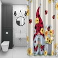 thumbnail image 4 of Flower Gnome Shower Curtain for Bathroom Decor, White Yellow Flowers Daisy Ladybug Spring Vintage Linen Waterproof Fabric Shower Curtain, 54"x78" Set with 12 Hooks, 4 of 9