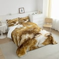 thumbnail image 3 of Gold Marbling Comforter Set Full Brown Abstract Artwork Bedding Set Colorful Foil Print Glitter Bedding Comforter Sets Golden Metallic Duvet Set, Modern Geometric Quilted Comforter Breathable 3 Pieces, 3 of 4