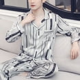 thumbnail image 4 of Mens Satin Pajama Set Long Sleeve Button Down Sleepwear Classic Loungewear Set with Long Pants, 4 of 9