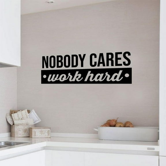 Nobody Cares Work Hard Quote Fitness Workout Success Motivation Quotes Wall Decals Healthy Lifestyle for Girls Boys Gym Home Sports Room Decor Vinyl Wall Art Stickers Decoration Size (20x40 inch)