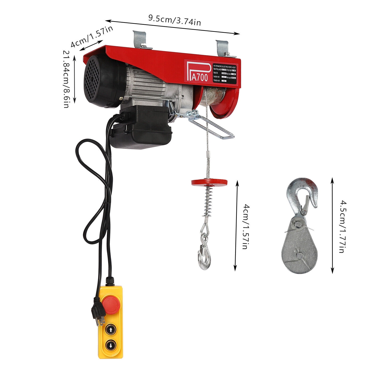 1543lbs Overhead Electric Hoist Crane Lift Garage Winch with Remote 110V US