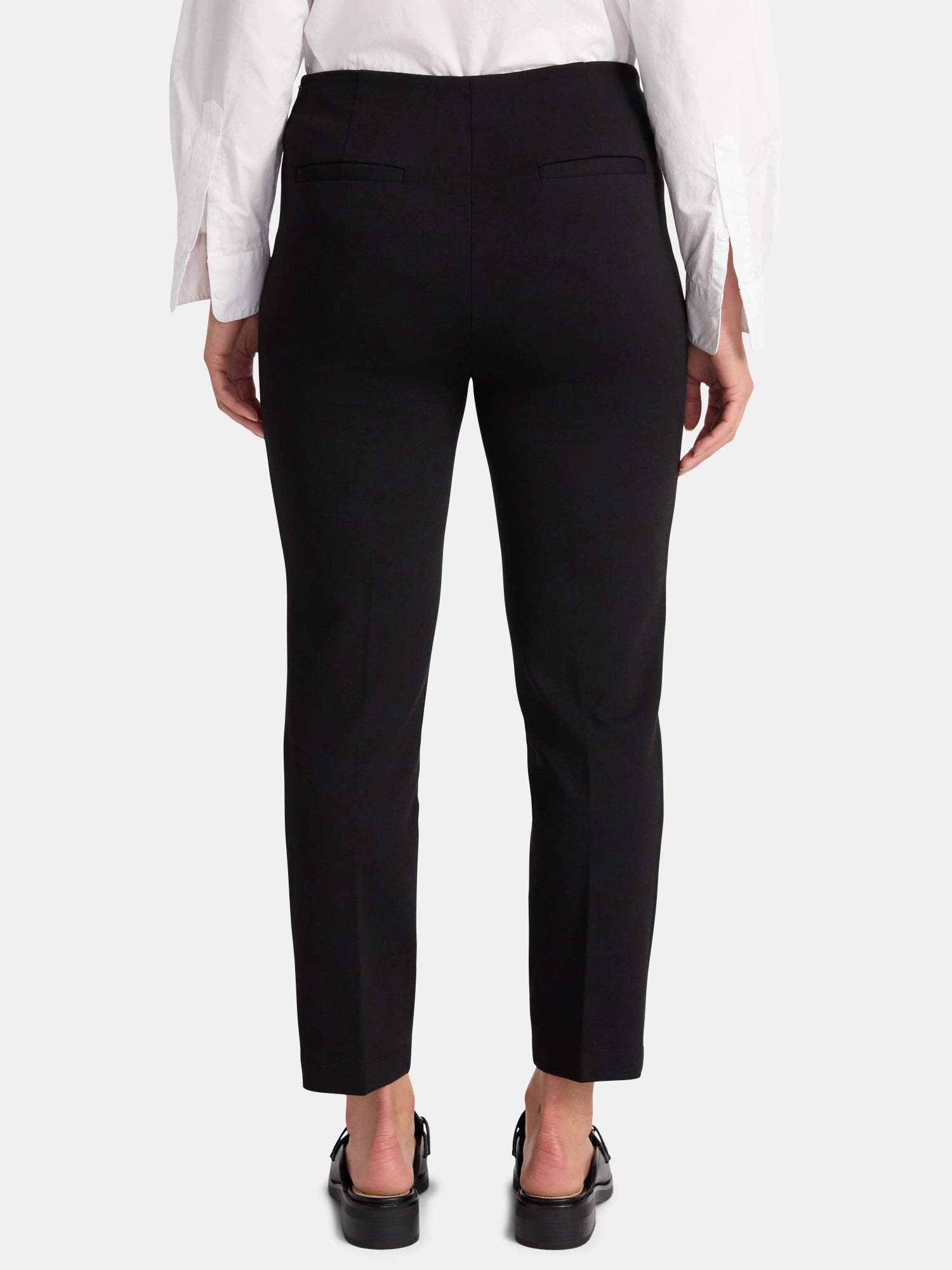Time and Tru Women's Slim Straight Ponte Knit Dress Pants, 27” Inseam, Sizes XS-XXL