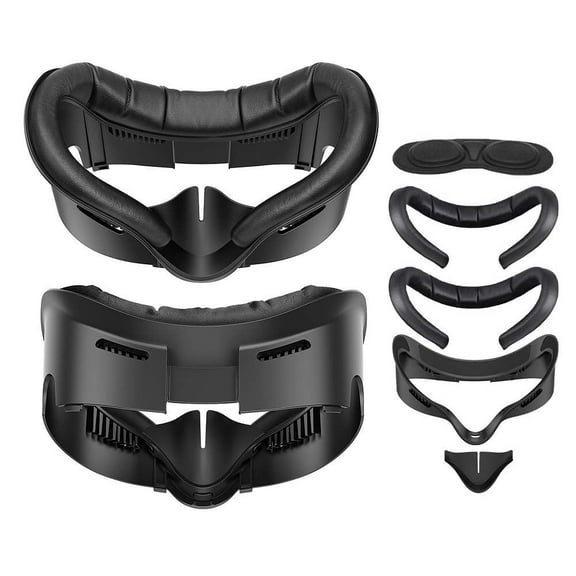 5Pcs Facial Interface & Face Pad Cushion Compatible with Meta/Oculus Quest 3 Accessories, Replacement PU Leather Foam Cushion, Anti-Sweat, Anti-Leakage Silicone Face Cover, Not Fit Quest 3S