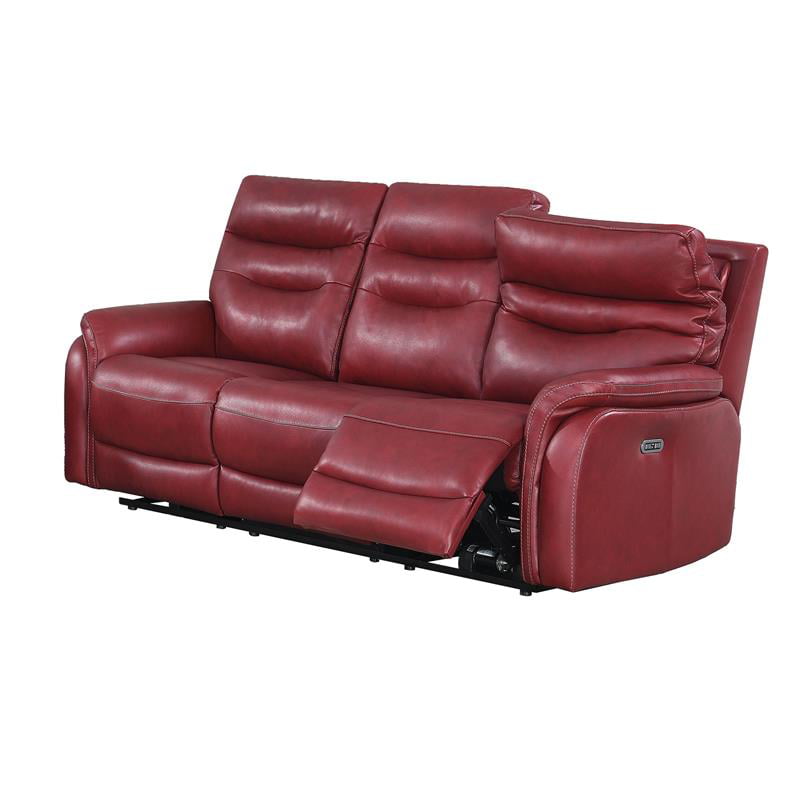 Dark Red Leather Power Recliner Sofa, Red Leather Couch Recliner