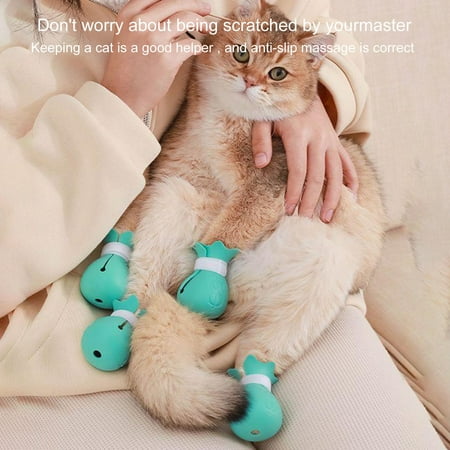 Eisoary 4Pcs Pet Shoes Cat Boots Super Soft Elastic Anti-Scratch Reusable Adjustable Silicone Cat Paw Covers Protectors Yellow