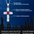 thumbnail image 2 of Gem Stone King 925 Sterling Silver White Moissanite and Ruby Red Mystic Topaz Cross Pendant Necklace for Women | 3.00 Cttw | Gemstone Birthstone | Oval 6X4MM | With 18 inch Chain, 2 of 6