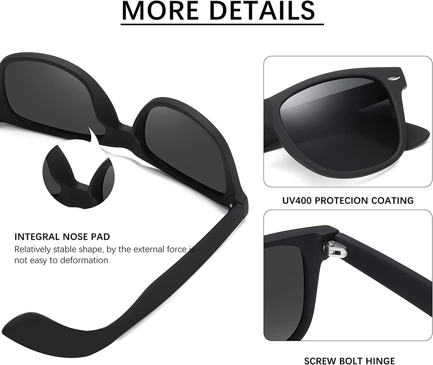 Polarized Sunglasses for Women and Men,UV400 Protection & Anti-Glare Retro Square Matte Black Mirrored Frame Driving Pack-2