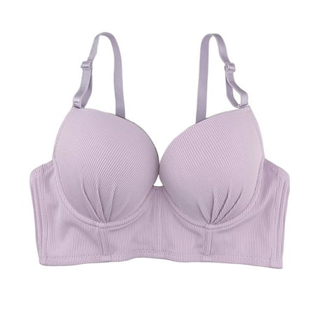 

ZMHEGW Bras for Women Comfortable Three Rows Four Buckles with Steel Rings Adjustable Shoulder Straps Seamless Bralettes Underwear