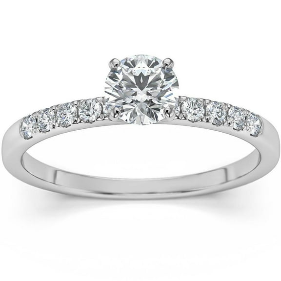 Pompeii 1/2Ct Round Cut Diamond Engagement Ring in White Yellow or Rose Gold (G/H,I1-I2)