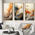 thumbnail image 1 of Designart "Abstract Mountain Landscape Illuminated by Full Moon I" Abstract Landscape Framed Wall Art Set Of 3 - Gold Abstract Landscapes Frame Canvas Set For Living Room Decor, 1 of 6