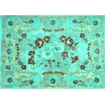 thumbnail image 1 of Ahgly Company Machine Washable Indoor Rectangle Abstract Turquoise Blue Contemporary Area Rugs, 6' x 9', 1 of 4