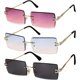 thumbnail image 1 of 3 Pack Square Rimless Sunglasses Vintage Clear Women Men, 1 of 5