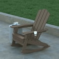 thumbnail image 3 of Emma + Oliver Set of 2 Adirondack Rocking Chairs with Cup Holders, Weather Resistant HDPE Adirondack Rocking Chairs in Brown, 3 of 12