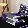 thumbnail image 5 of Castle Fairy Vintage Square Block Zipper Full Size Comforter Sets with Fitted Sheet and 2 Pillowcases,Abstract Overlay Shape Zipper Bedding Set,Purple Black Gray,Reversible, 5 of 5