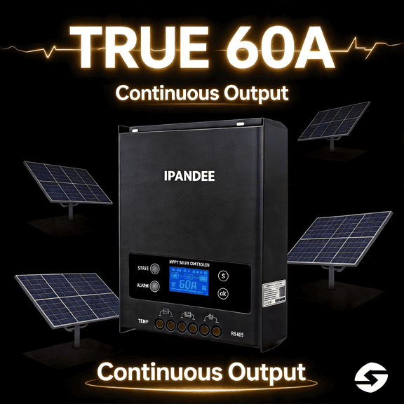 60A MPPT Solar Charge Controller 12V/24V/36V/48V Auto, 200V Max PV Input, LCD Display Solar Panel Charge Controllers Regulator for Home/off-Grid/Cabin/RV Energy Systems,Lead-Acid/Lithium Batteries