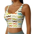 thumbnail image 2 of Bixox Women's Colorful Mustache Pattern Fitness Navel Tank Top U-Back Yoga Tank Top Sweatshirt Sports Bra, 2 of 7