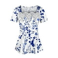 thumbnail image 6 of Floral Printed T Shirts for Women Short Sleeve Crew Neck Summer Tops Casual Loose Tee Navy XL, 6 of 7