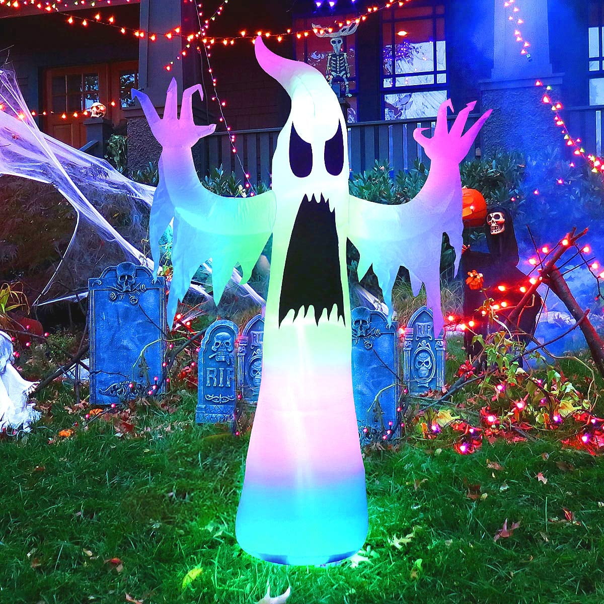 MAOYUE Halloween Inflatables Ghost 6ft LED Ghost Inflatables for