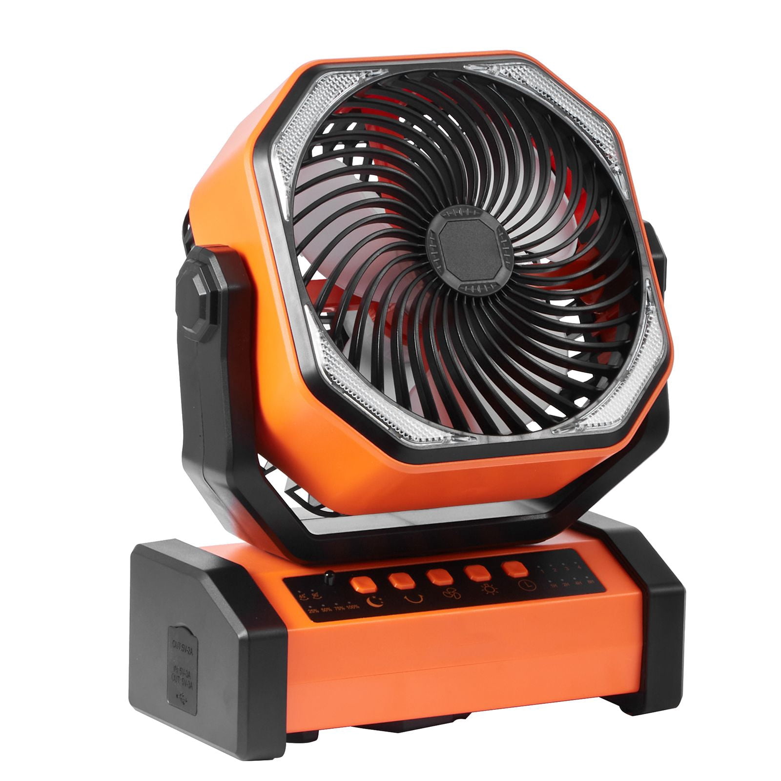 90° Portable Fan Rechargeable 9 Inch, 4 Speeds Adjustable & 45°/90°Automatic Swivel & Timer, High-Quality Battery, Thoughtful, for home garage workshop dryer and utility ventilation use