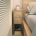 thumbnail image 3 of Fluted Nightstand with 2 Drawers, Slim Wooden Bedside Table, Mid Century Modern End Table for Bedroom, Wood, 3 of 8
