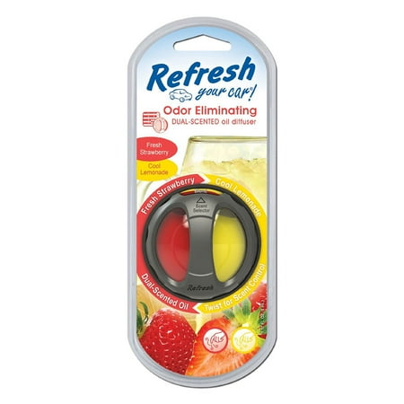 Refresh Scented Oil Diffuser Car Air Freshener, Fresh Strawberry / Cool Lemonade