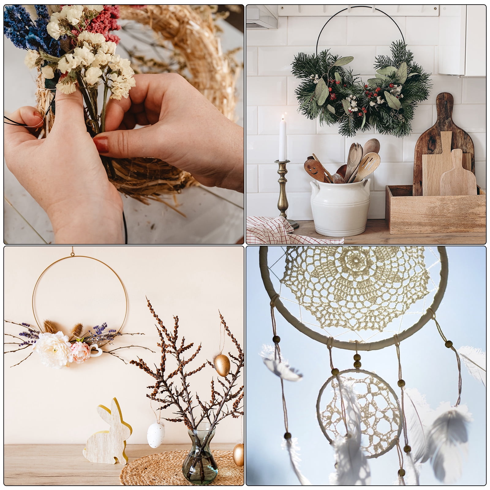 12 Inch Round Metal Floral Hoop, Gold Wreath Macrame Frame for Wedding Geometric Decor, Gold Tone 10 Pcs