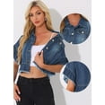 thumbnail image 2 of DARING DIVA Women's Ruffled Denim Jacket with Peplum Hem Design XS Dark Blue, 2 of 6
