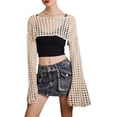 thumbnail image 4 of Y2K Crochet Knit Bolero Shrug Sexy manga larga ahueca hacia fuera Crop Top Harajuku Grunge Cover Up Cardigan suéter, 4 of 5
