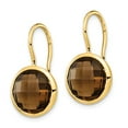 thumbnail image 2 of Real 14kt Yellow Gold Smoky Quartz Dangle Earrings; for Adults and Teens; for Women and Men, 2 of 3