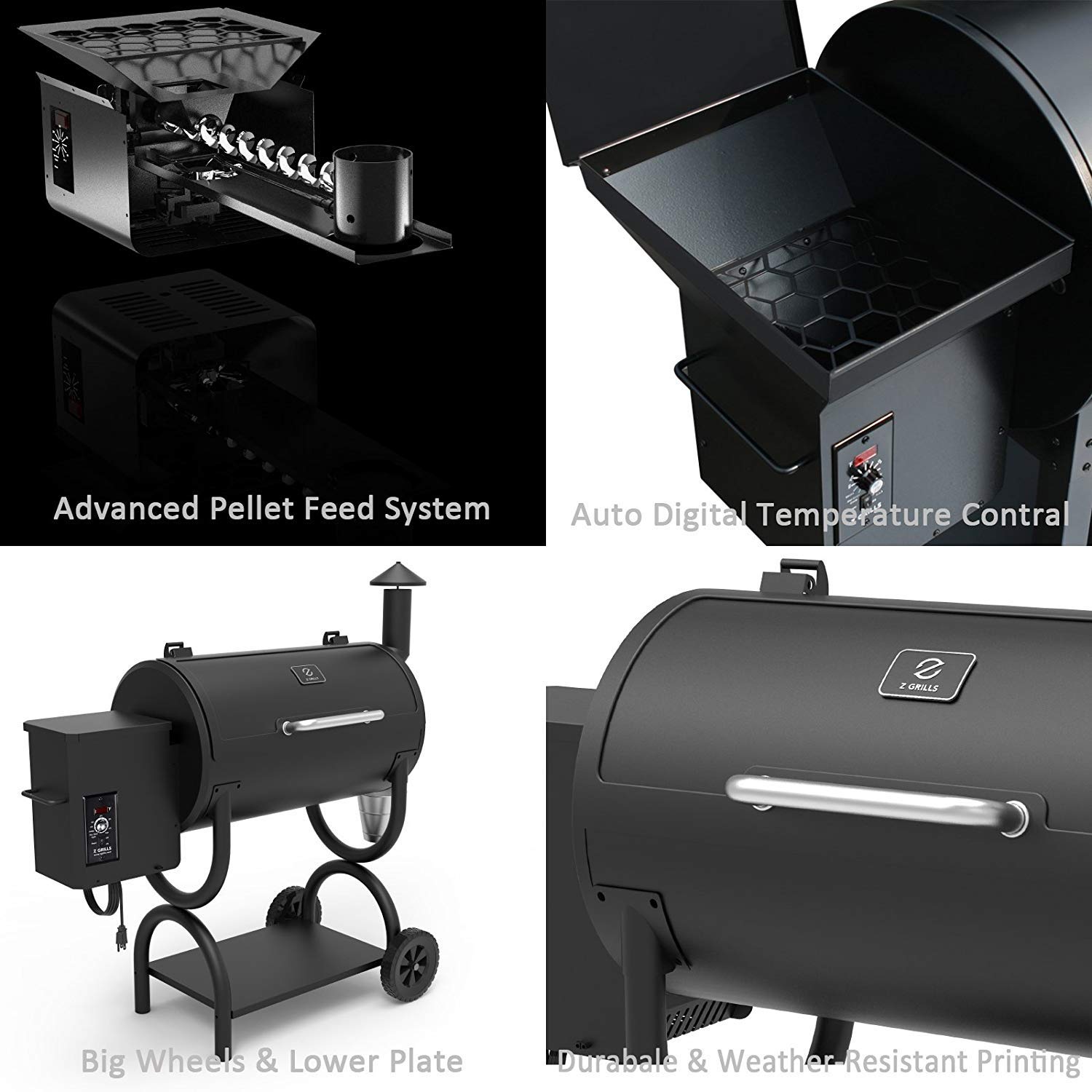 Z GRILLS 550B Wood Pellet Grill & Smoker 8 in 1 BBQ Grill Auto Temperature Control, 550 sq Inch Deal, Black - image 3 of 11