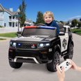 thumbnail image 3 of EDTara 12V Kids Ride On Police Truck, Electric Car Toy with Remote, Flashing Lights, Megaphone/Intercom, Handle, Spring Suspension, Battery Powered, 3 of 8