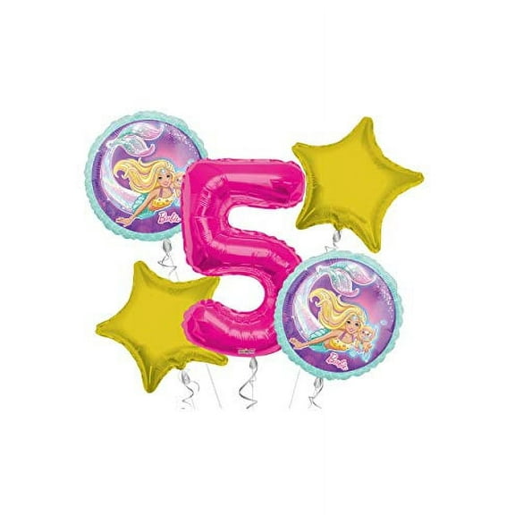 Mermaid Happy Birthday Balloon Bouquet 5 pc, 5th Birthday, | Viva Party Balloon Collection