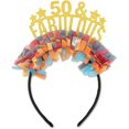 thumbnail image 1 of wonima02 50th Birthday Party Tiara - 50 and Fabulous Headband for Party Decor,Funny Glittering Paper Headgear,Birthday Gift For Women, 1 of 1