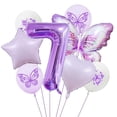 thumbnail image 1 of Decoraciones para fiestas con globos, color morado, para niñas que cumplen 7 años, 1 of 4