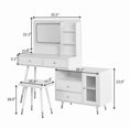 thumbnail image 4 of DreamBuck Modern Makeup Vanity Desk with Mirror and Lights, Retractable Dressing Table with Drawers and Cabinet, Compact Makeup Table Set with Power Outlet for Bedroom, White, 4 of 8