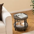 thumbnail image 3 of 3. 2-Tier Rattan Cat Bed (Gray Finish) - 15"x15", Washable Padded Cushion, Metal Legs (66 LBS Total Capacity), 3 of 10