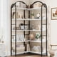 thumbnail image 1 of 68.5 - pulgada 5 - tier industrial l - shaped de esquina estante con arched metal frame - freestanding para exposición rack para sala de estar, dormitorio o oficina en casa, 1 of 6