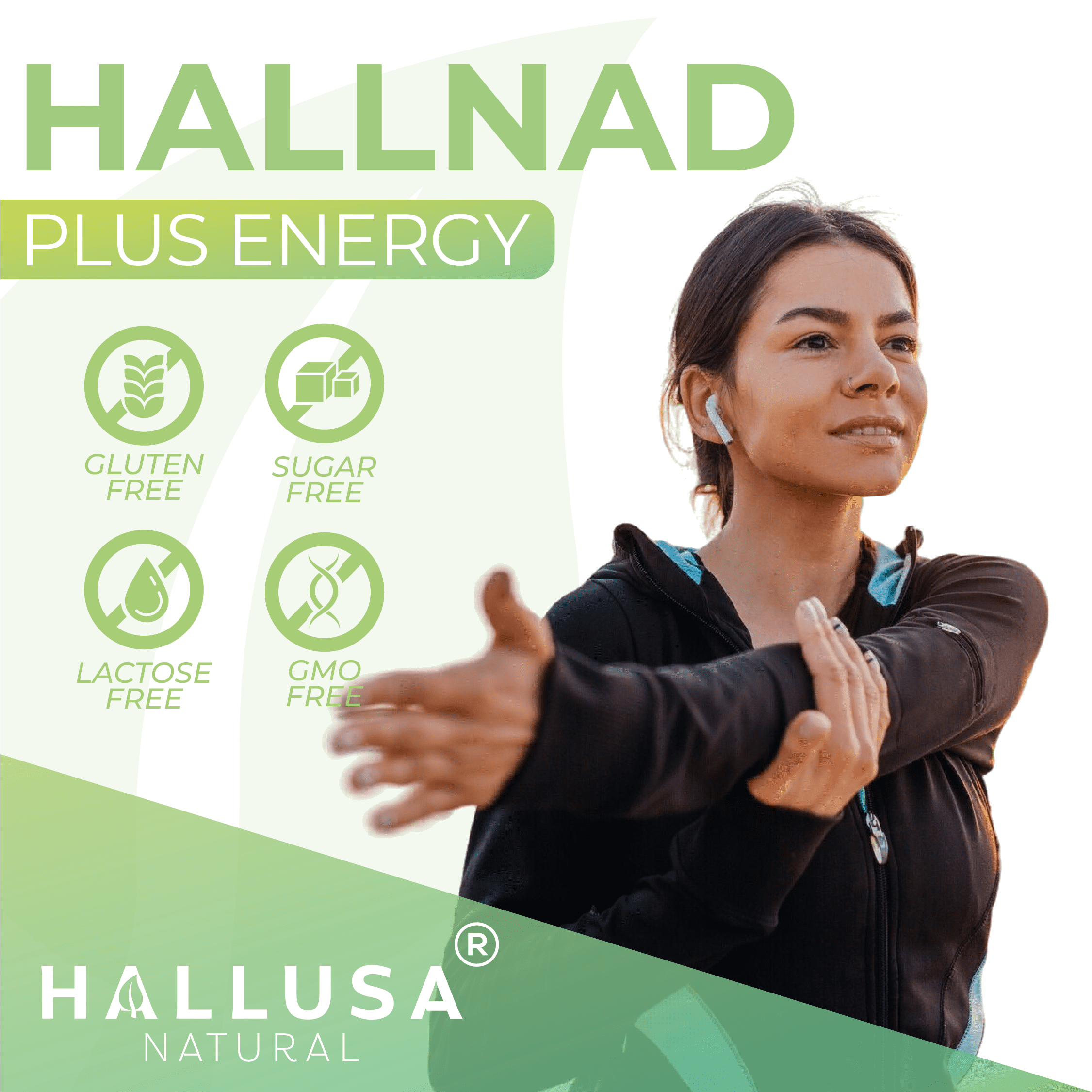 HALLNAD – NAD 100mg Max Strength, NADH Healthy Aging, Heart Health, Cellular Health, Fitness Support & Energy Management – 60 Caps