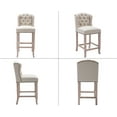 thumbnail image 5 of Guyou Modern Tufted Bar Stool Set of 2, 26" Counter Height Bar Stool with Back and Nailhead Trim, Linen Upholstered Solid Wood Kitchen Island Chair Barstools for Bar Restaurant Cafe Dining Room, Beige, 5 of 6