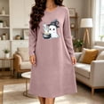 thumbnail image 3 of Stamzod Women's Nightgowns & Sleepshirts Long Sleeve Night Dress Loose Soft Comfy Pajama Dress Halloween Pajamas XXXL, 3 of 7