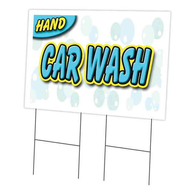 SignMission C-2436 Hand Car Wash 24 x 36 in. Yard Sign & Stake - Hand Car Wash