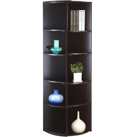 Expandable Entertainment Wall Bookcase - Furniture of America Onya Expandable Corner Bookcase, Cappuccino