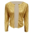 thumbnail image 5 of Unir Loose Fit Short Sequin Stand Collar Jacket, Glitter Open Front Party Outer Coat, Lightweight Evening Layering Garment, 1 Piece Outfit, S-XXL Plus Size Friendly, 5 of 5