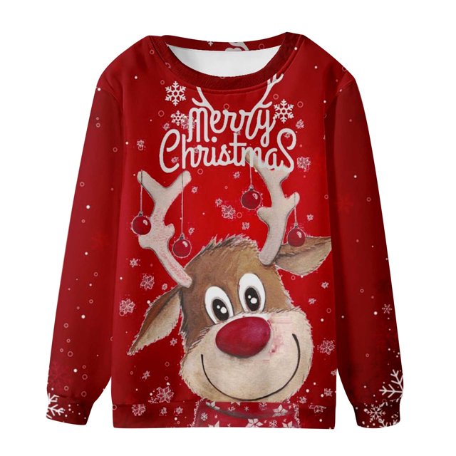 Sudadera de Cuello Redondo de Navidad Para Hombres Moda Casual Impresión Digital 3D Jersey Camisetas de Manga Larga Odeerbi ODB195352