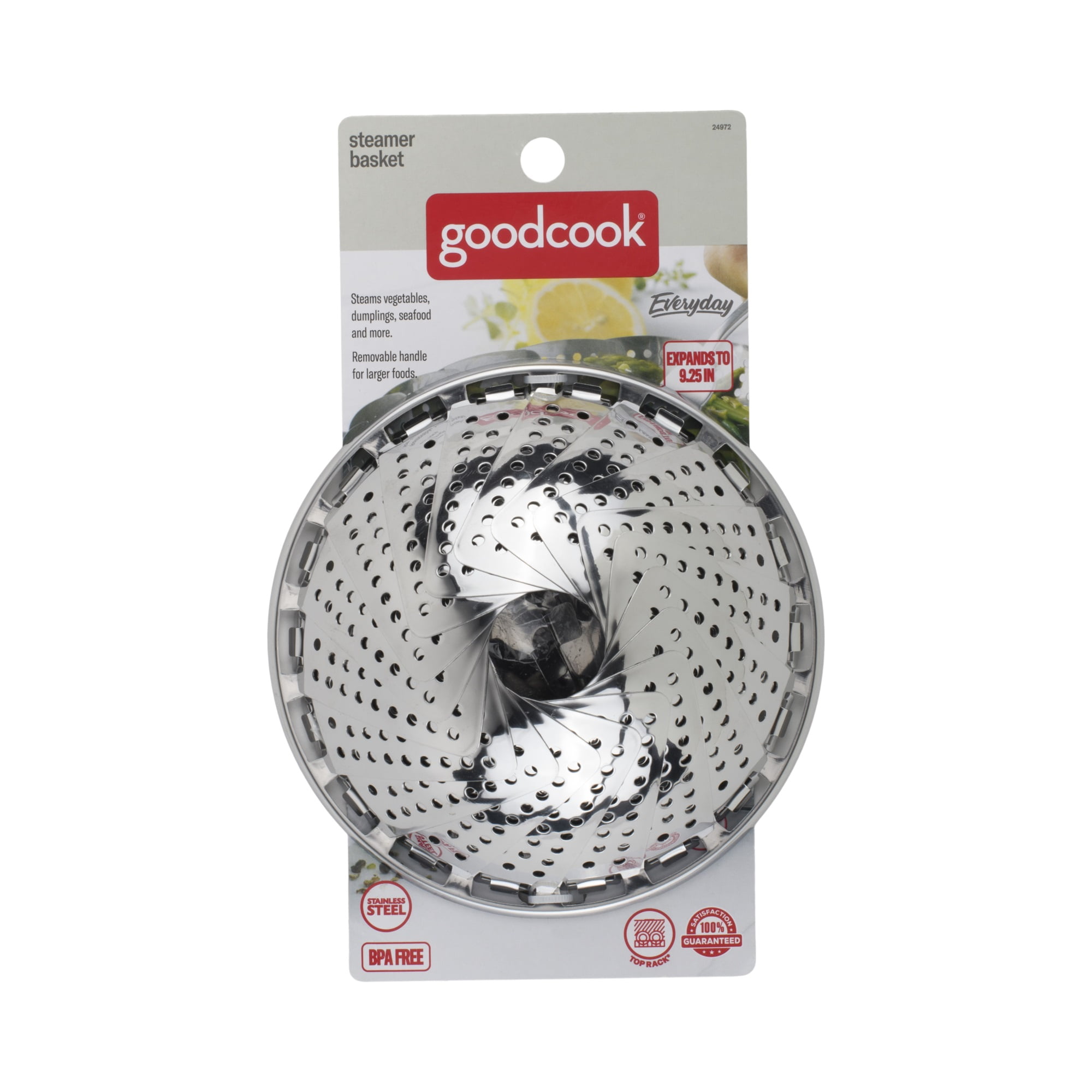 GoodCook Everyday Stainless Steel Collapsible Steamer Basket, Silver