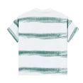 thumbnail image 4 of Blusas y camisas de manga corta y cuello redondo para hombre, blusas casuales de rayas de color liso con lazo y cuello redondo, de manga corta y concisas para hombre., 4 of 6