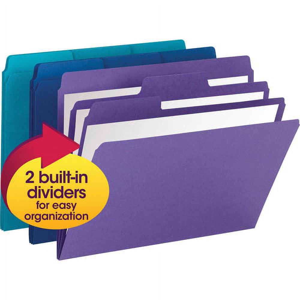 Smead SuperTab Organizer File Folders Letter - 8 1/2" x 11" Sheet Size - 3/4" Expansion - 1/3 Tab Cut - Top Tab Location - Assorted Position Tab Position - 2 Divider(s) - 11 pt. Folder Thickness - Pap