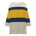 thumbnail image 3 of Horizontal Stripes Gold Navy Beige Loose Dress Evening Dress Summer Dresses for Women Luxury Dress Long Sleeved Dress, 3 of 4