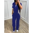 thumbnail image 3 of AURA Women Work Casual Two Piece Outfit Short Sleeve Zip Top Straight Pants Set S XXL, 3 of 6